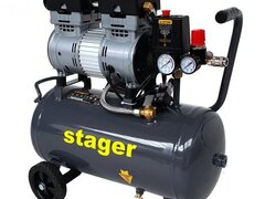Stager HM0.75JW 24 compresor aer, 24L, 8bar, 135 L min, monofazat, angrenare directa, silentios